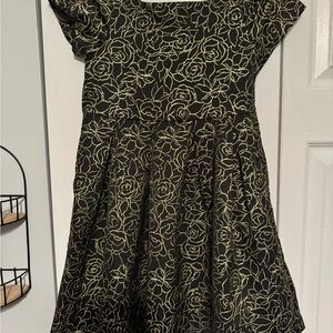 Nordstrom Black and Gold Floral Kids Dress